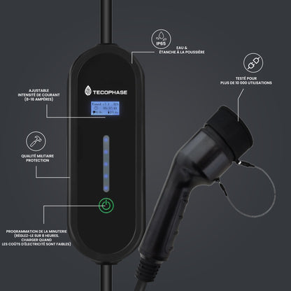 Chargeur Portable Monophasée pour Véhicules Électriques, 16A, 3.5KW