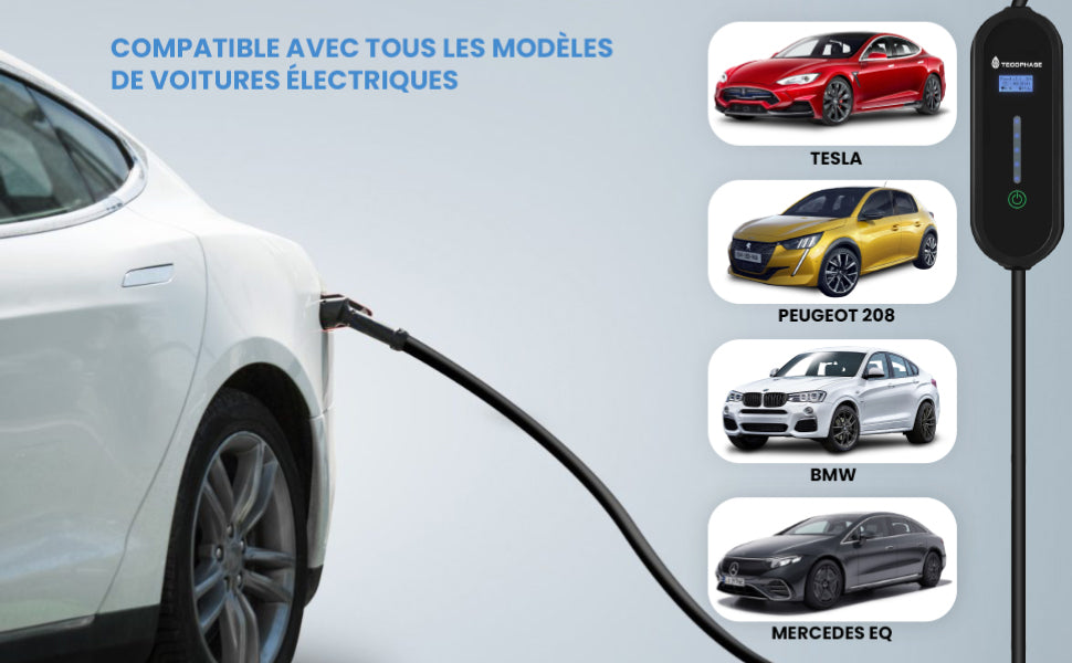 Chargeur Portable Monophasée pour Véhicules Électriques, 16A, 3.5KW